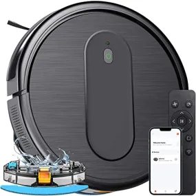 Robot Vacuum and Mop Combo, 3 in 1 Mopping Robotic Vacuum Cleaner with Schedule, App/2.4Ghz Wi-Fi/Alexa, 1600Pa Max Suction, Self-Charging, Slim, Ideal for Hard Floor, Pet Hair, Carpet