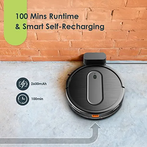 Robot Vacuum and Mop Combo, 3 in 1 Mopping Robotic Vacuum Cleaner with Schedule, App/2.4Ghz Wi-Fi/Alexa, 1600Pa Max Suction, Self-Charging, Slim, Ideal for Hard Floor, Pet Hair, Carpet