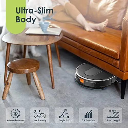 Robot Vacuum and Mop Combo, 3 in 1 Mopping Robotic Vacuum Cleaner with Schedule, App/2.4Ghz Wi-Fi/Alexa, 1600Pa Max Suction, Self-Charging, Slim, Ideal for Hard Floor, Pet Hair, Carpet