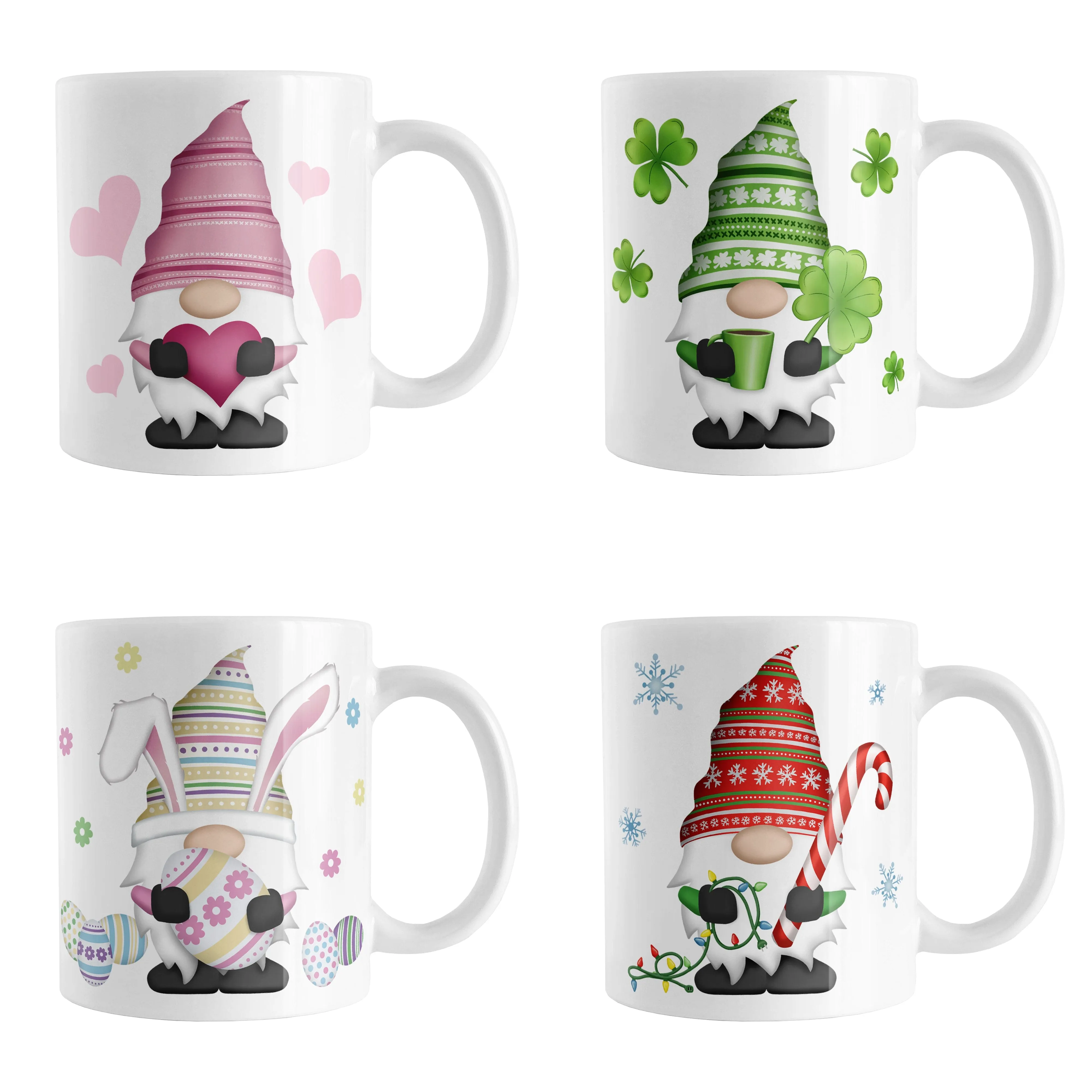 Set of 4 Holiday Gnome Mugs