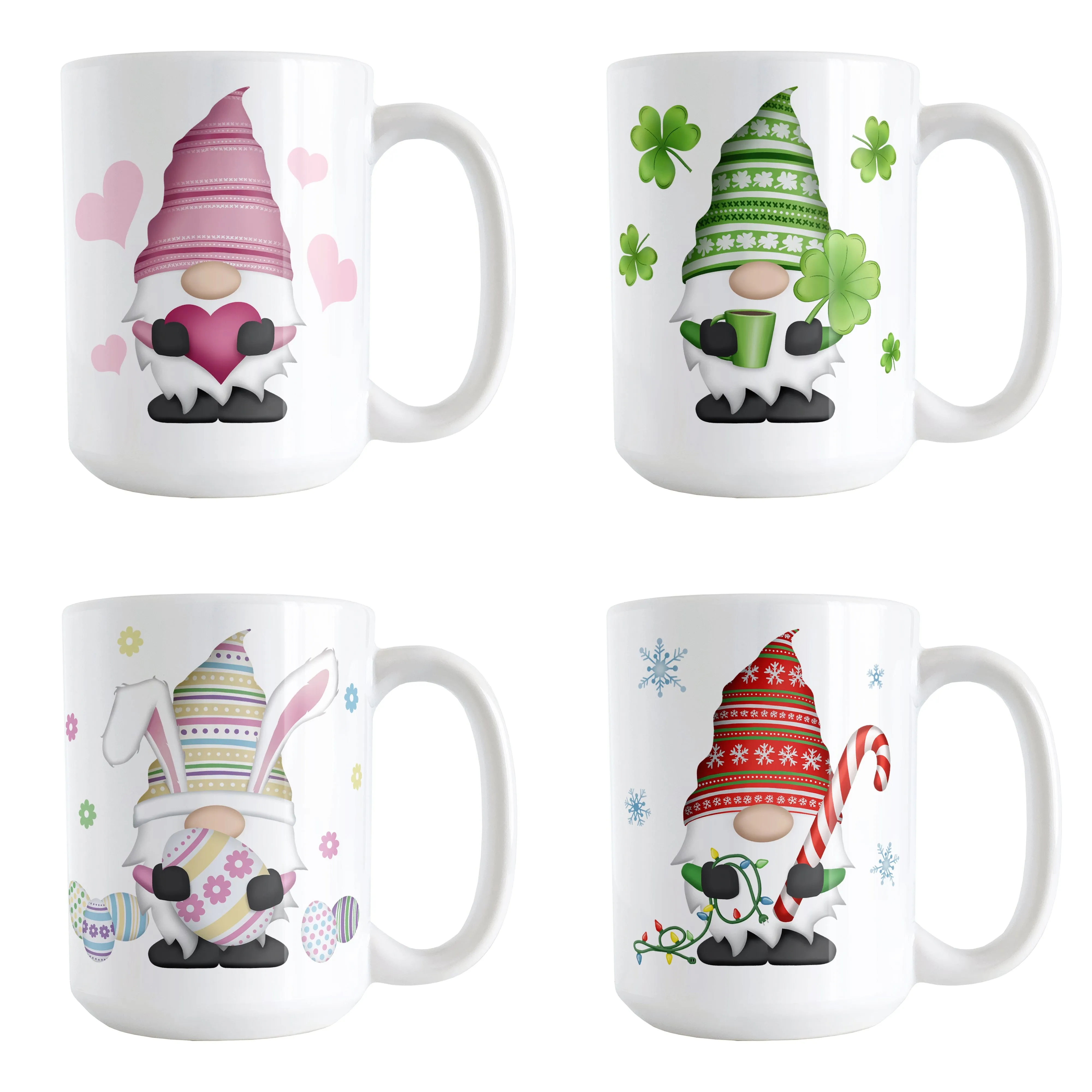 Set of 4 Holiday Gnome Mugs