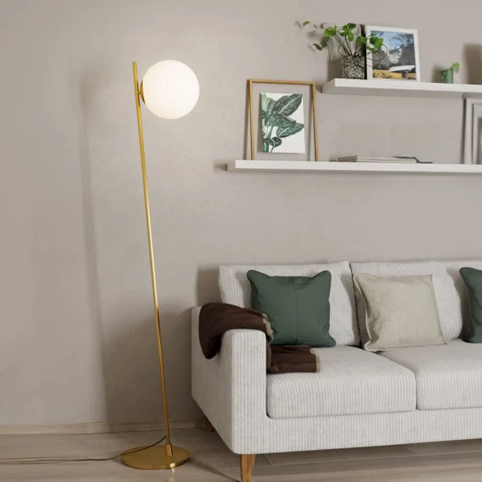 Shura Floor Lamp Gold | Opal Glass