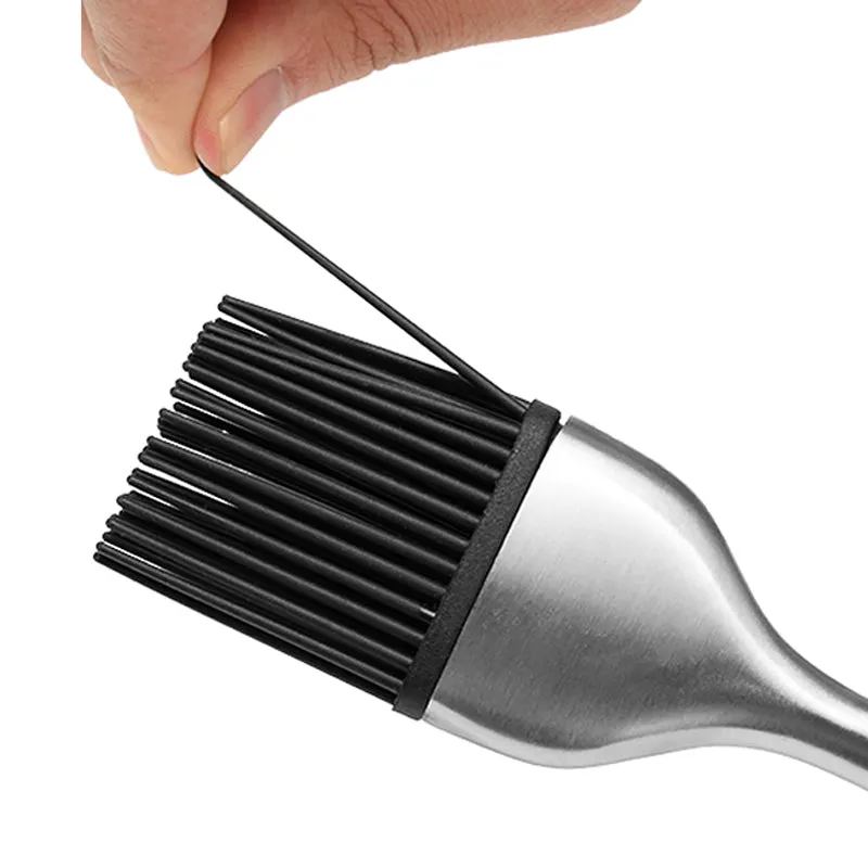 Silicon oil brush with stainless steel handle BBQ Kitchen Oil Brush for Cooking