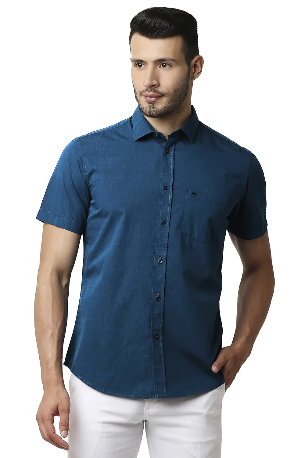 Slim Fit Fil-a-fil Halfsleeves Shirt