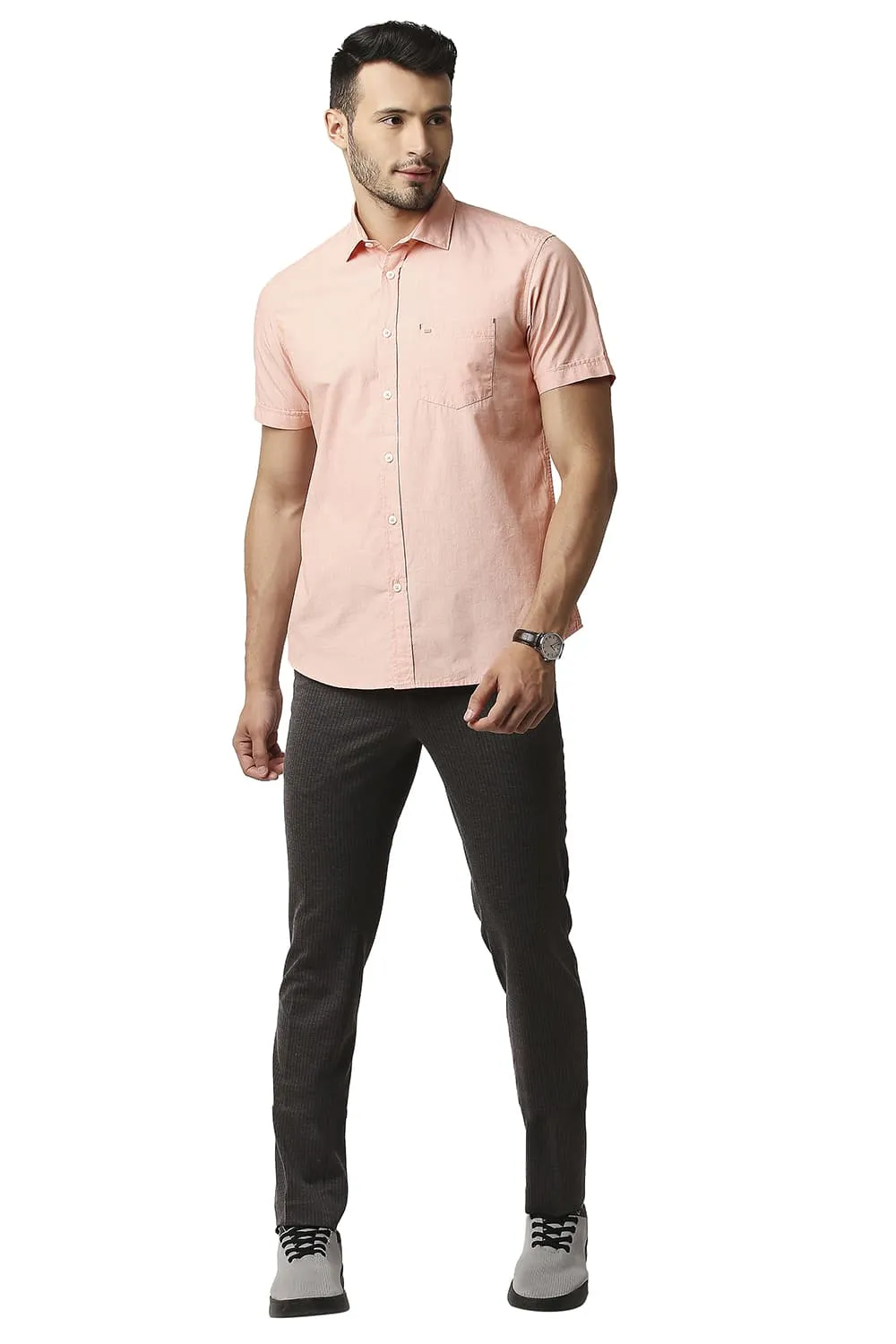 Slim Fit Fil-a-fil Halfsleeves Shirt