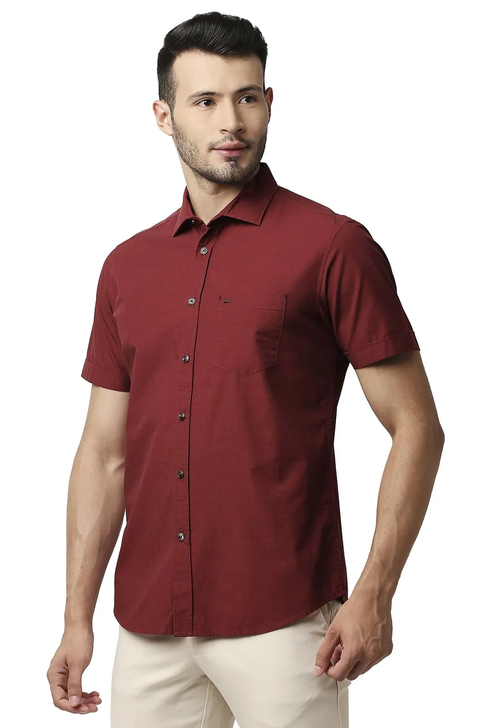 Slim Fit Fil-a-fil Halfsleeves Shirt