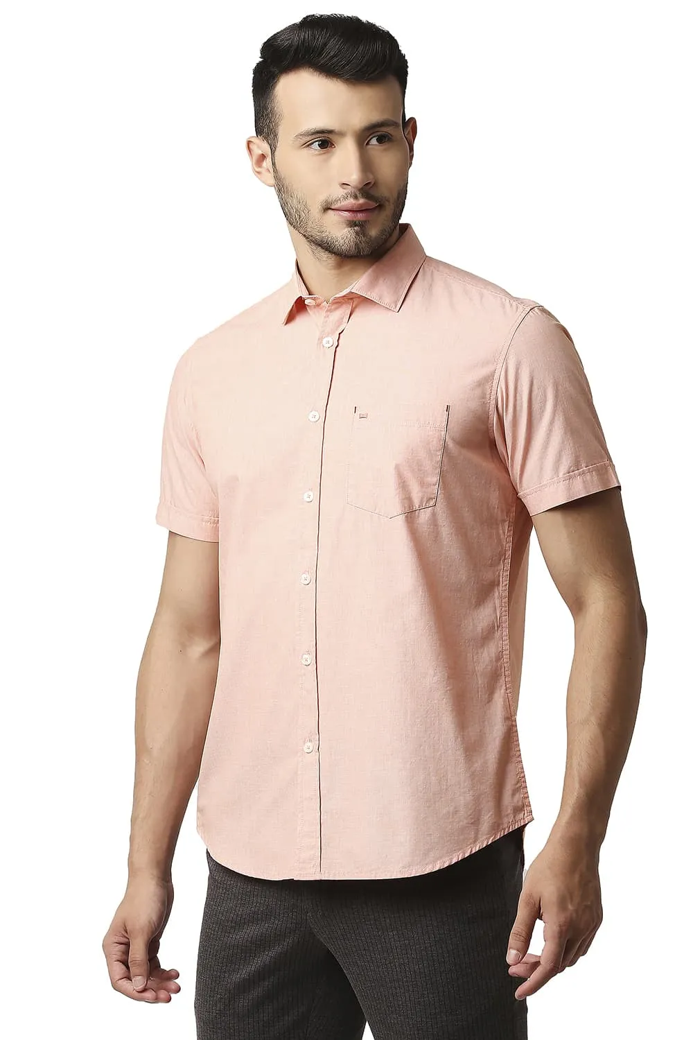 Slim Fit Fil-a-fil Halfsleeves Shirt