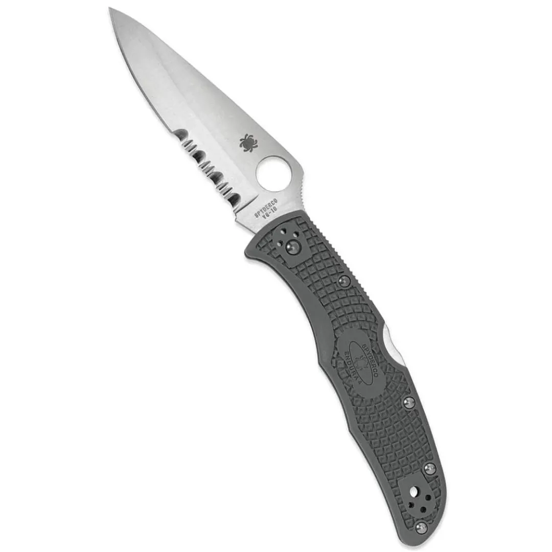 Spyderco, Endura 4 Lightweight Signature Knife with 3.80" VG-10 Steel Blade and Foliage Green FRN Handle - CombinationEdge - C10PSFG