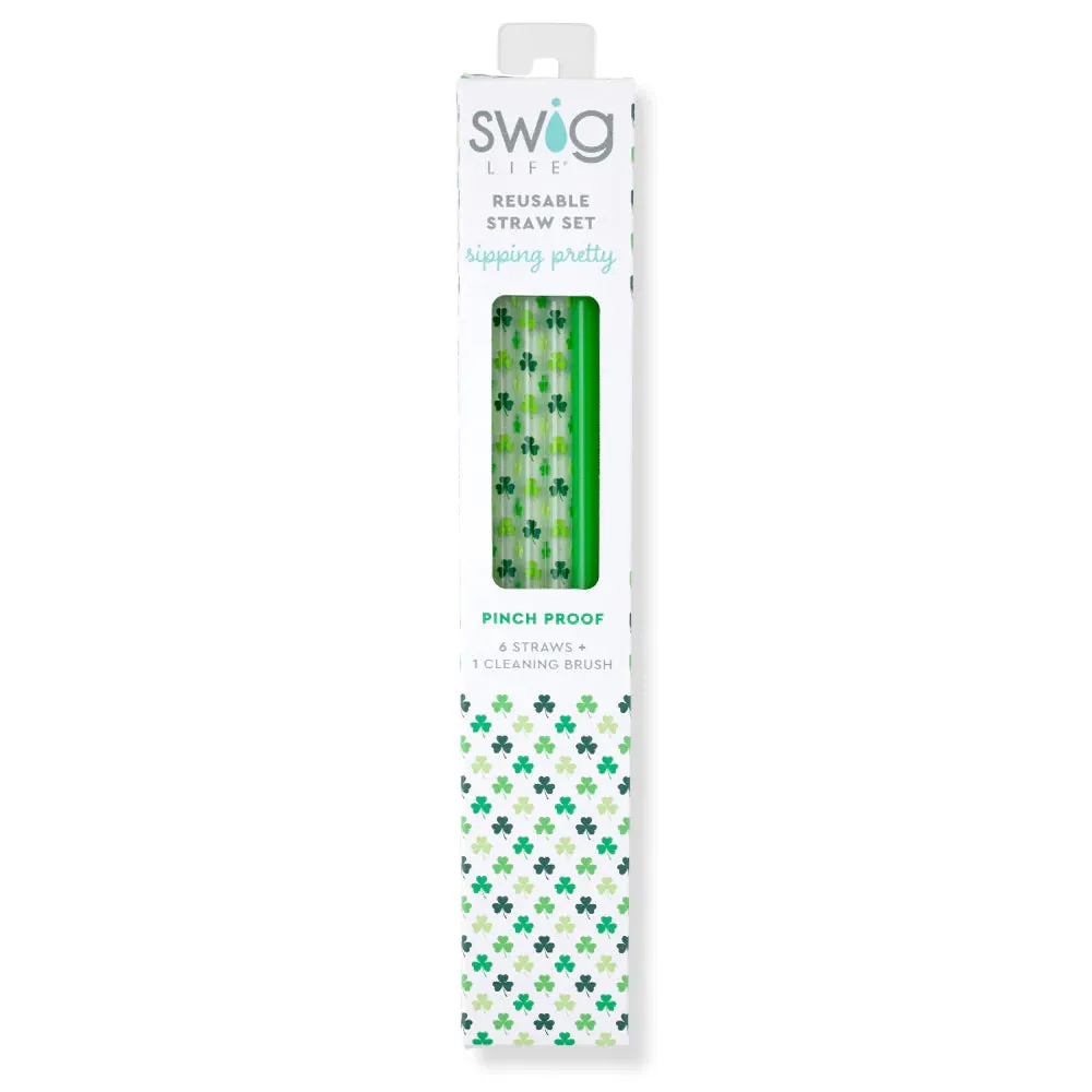 Swig | Pinch Proof   Green Reusable Straw Set