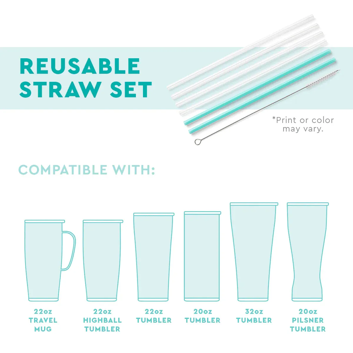 Swig | Pinch Proof   Green Reusable Straw Set