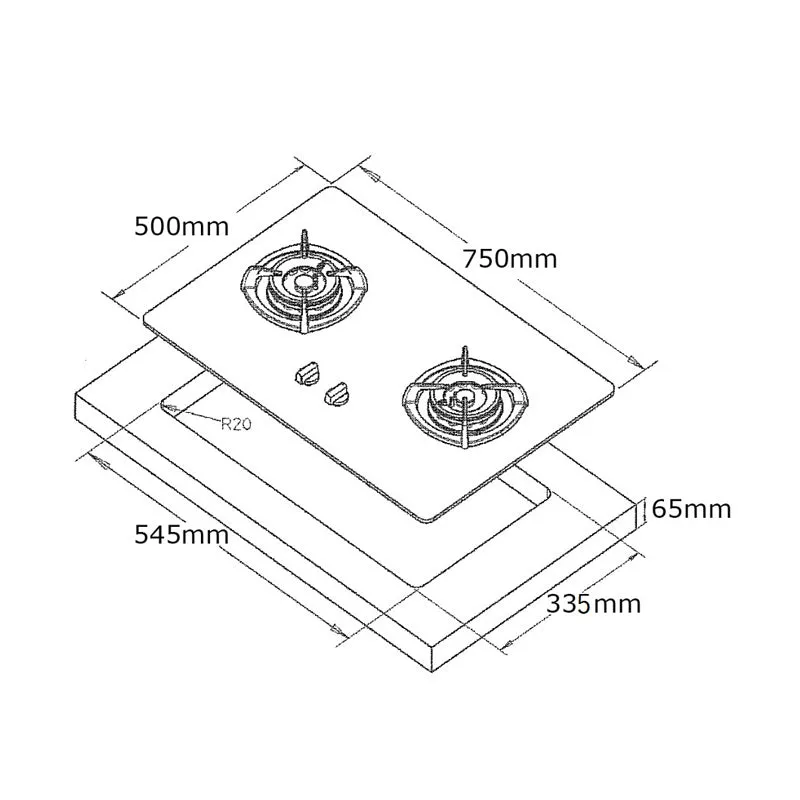 Tecno-SR828SV 75cm Stainless Steel Hob With Inferno Burner