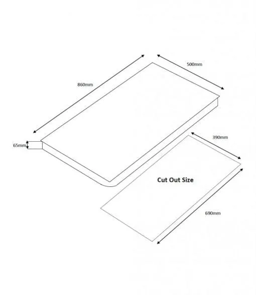 Tecno Uno T 222 TGSV Toughened Glass Hob (SCHOTT) Sparkling Black 86cm, V.V.S  2 Burners (2x Big)