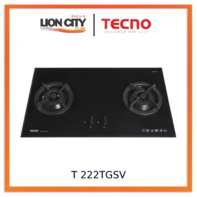 Tecno Uno T 222 TGSV Toughened Glass Hob (SCHOTT) Sparkling Black 86cm, V.V.S  2 Burners (2x Big)