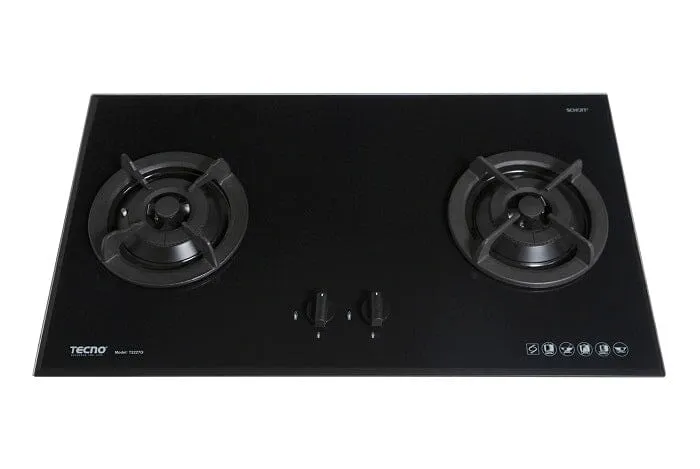 Tecno Uno T 222 TGSV Toughened Glass Hob (SCHOTT) Sparkling Black 86cm, V.V.S  2 Burners (2x Big)