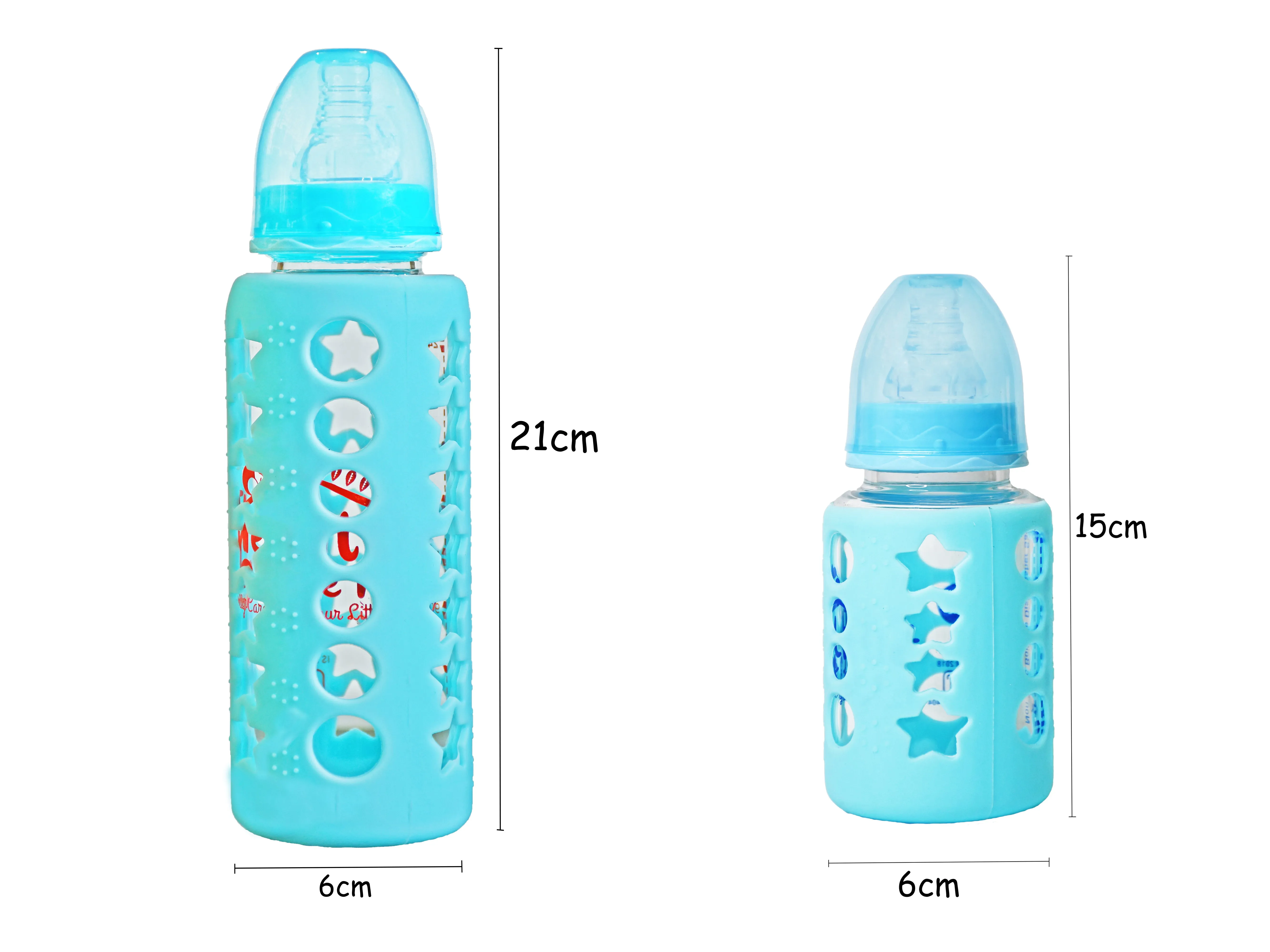 The Little Lookers High Borosilicate Glass Feeding Bottle for Baby/Feeder for Newborn |Super Soft Flow Control & Anti Colic Nipple for Infants/Toddlers(Pack of 2)