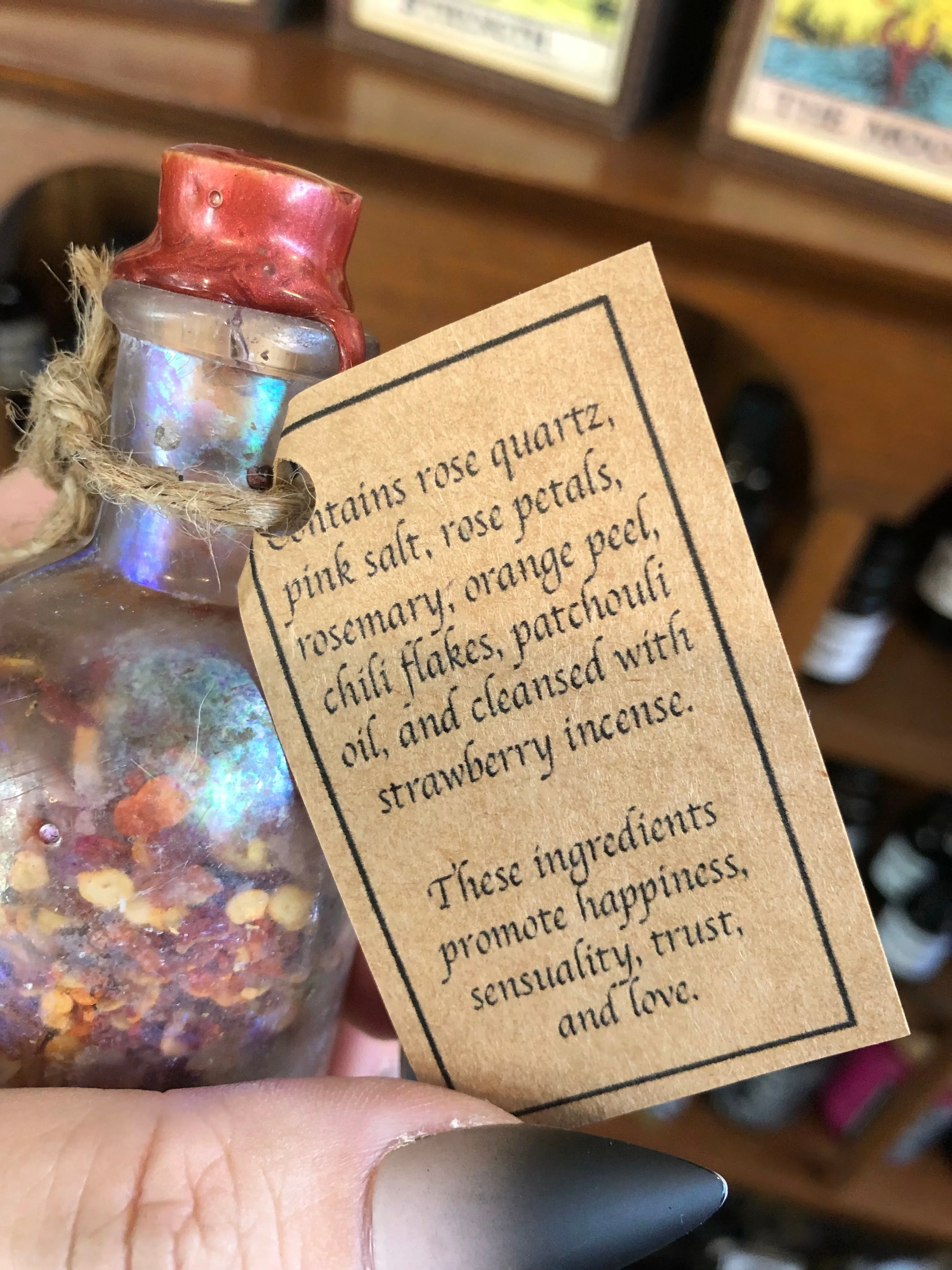 The Love Bottle - Spell Bottle - Vintage Bottle - Herbs & Crystals