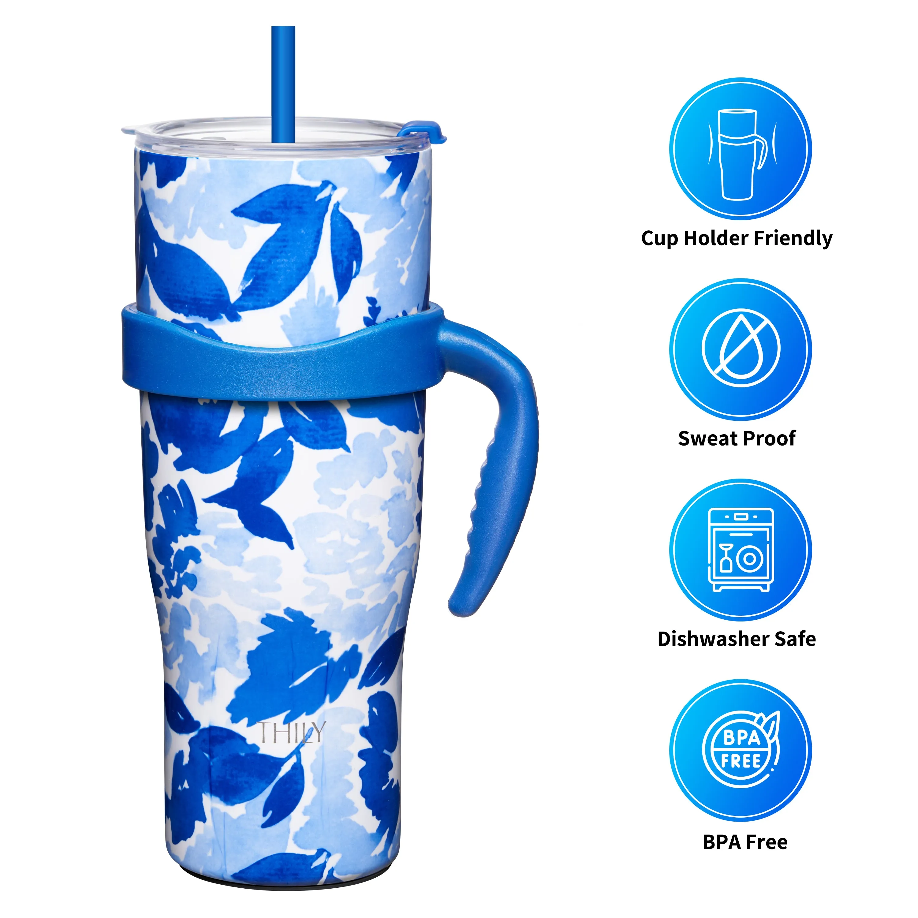 Travel Mug with Handle | 40 oz | Blue Maple