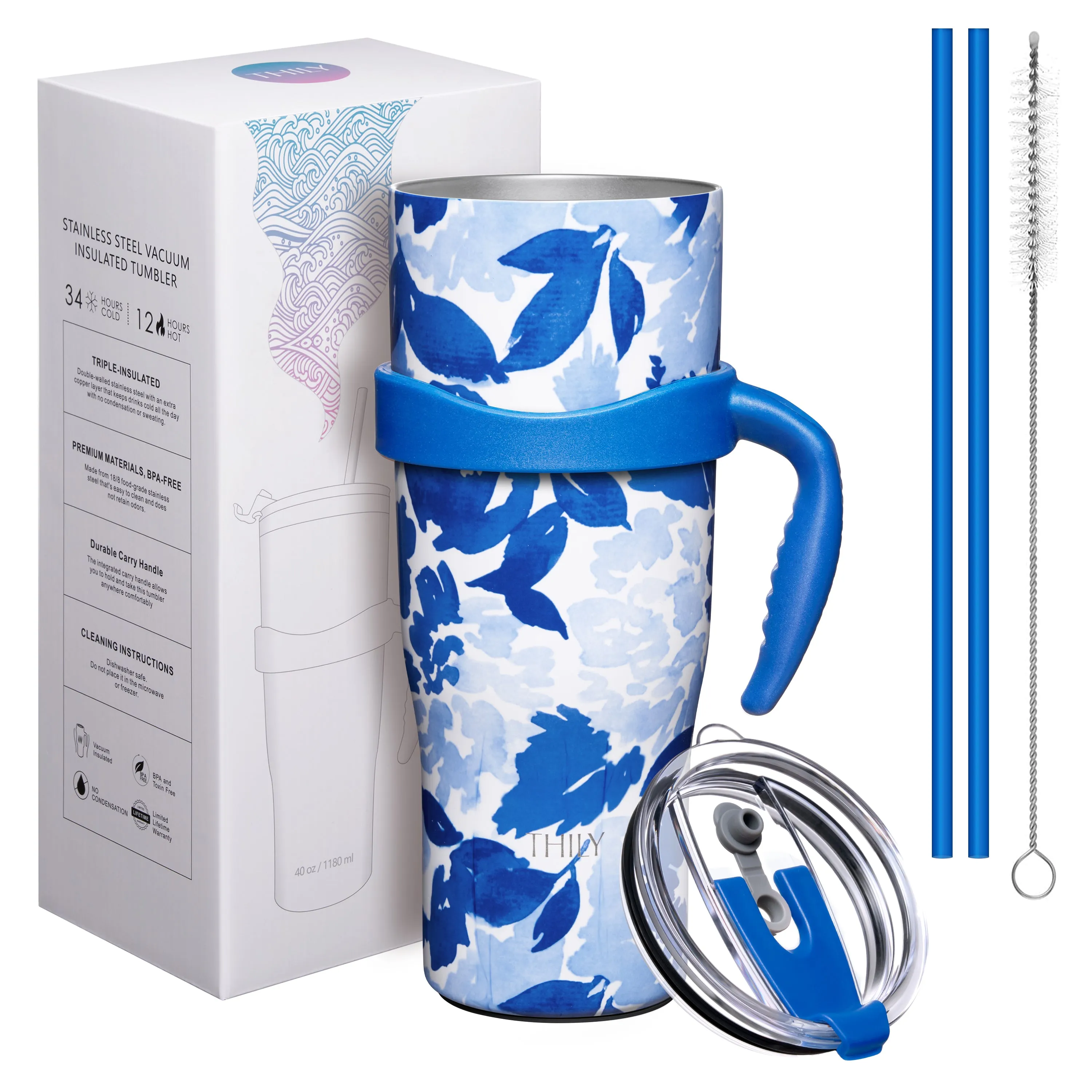 Travel Mug with Handle | 40 oz | Blue Maple