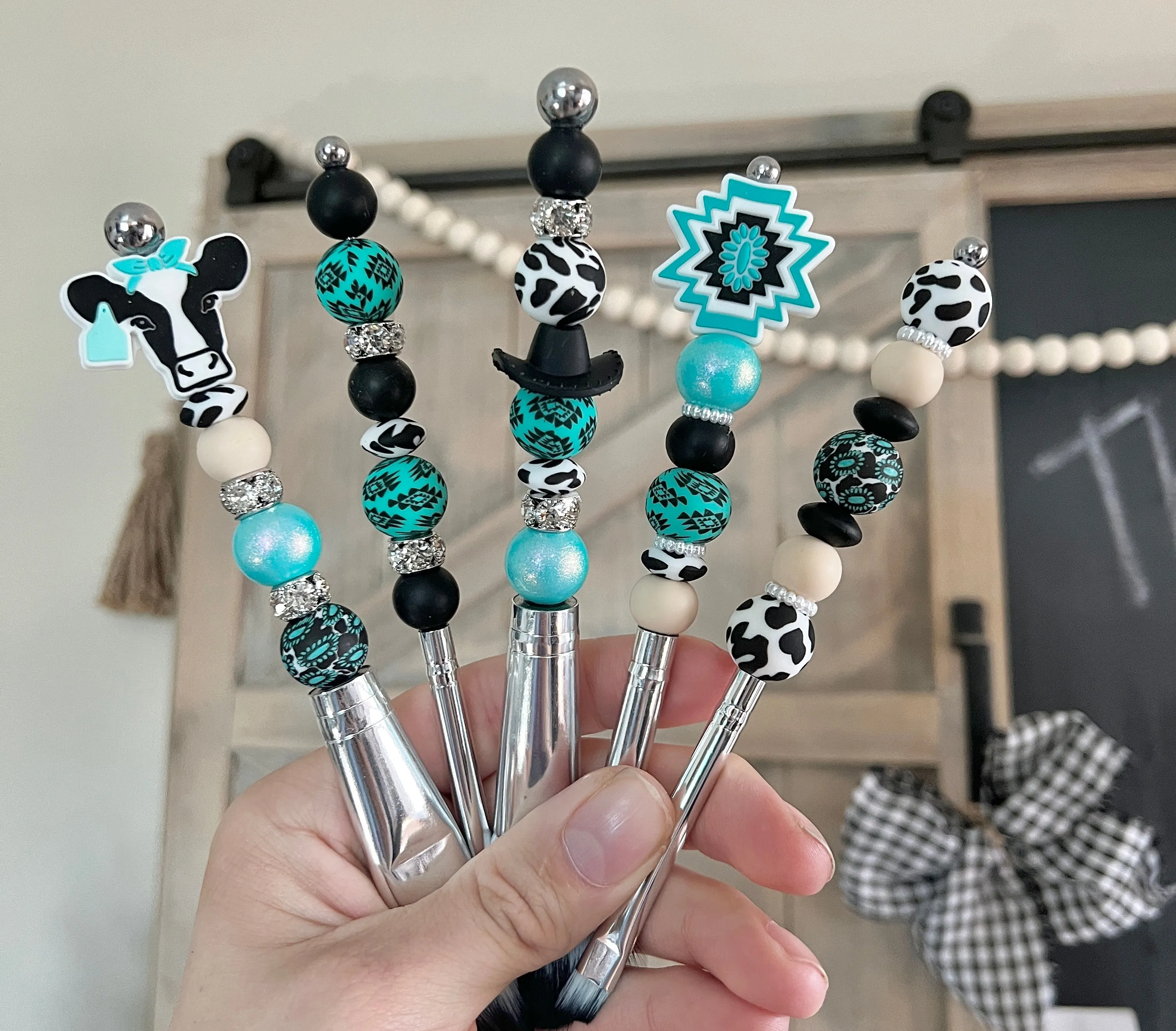 Turquoise Aztec Makeup Brushes