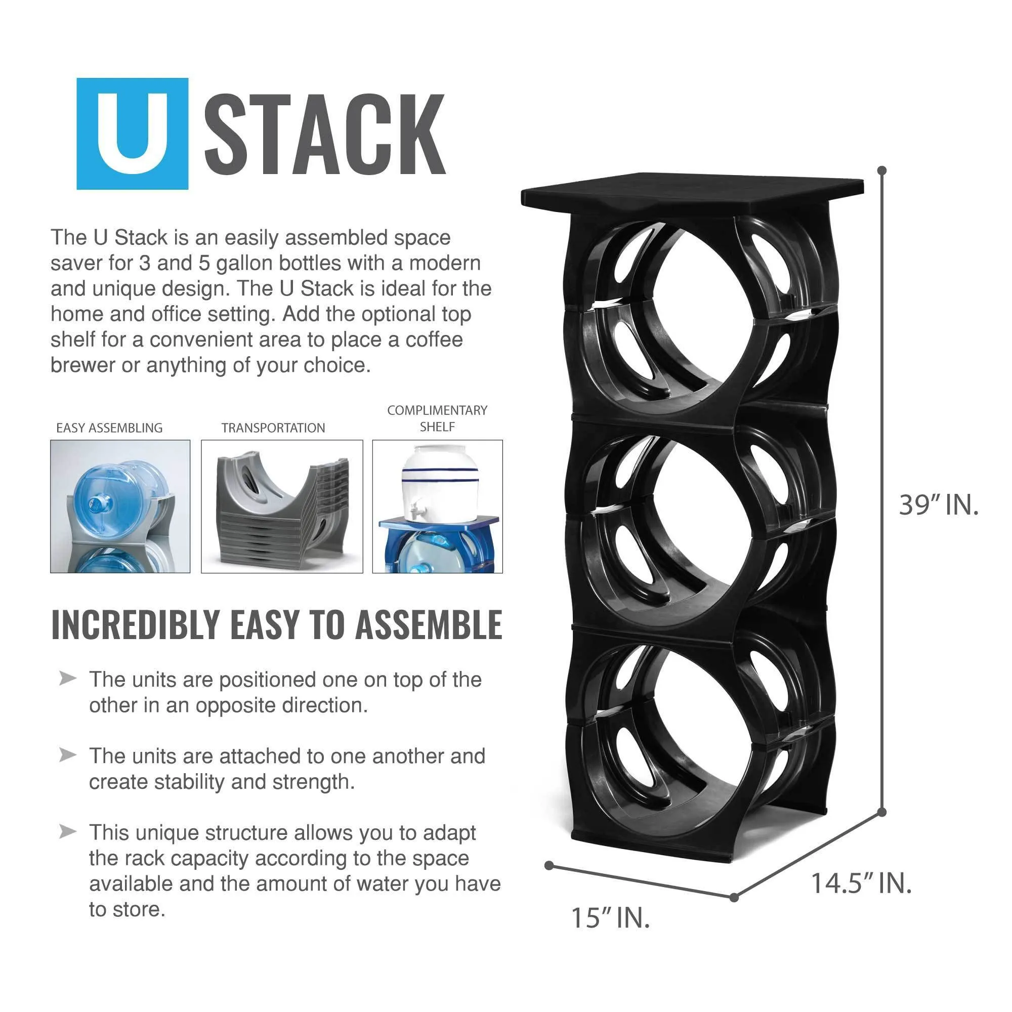 U-Stack Water Bottle Stand for 3- and 5-Gallon Water Bottles