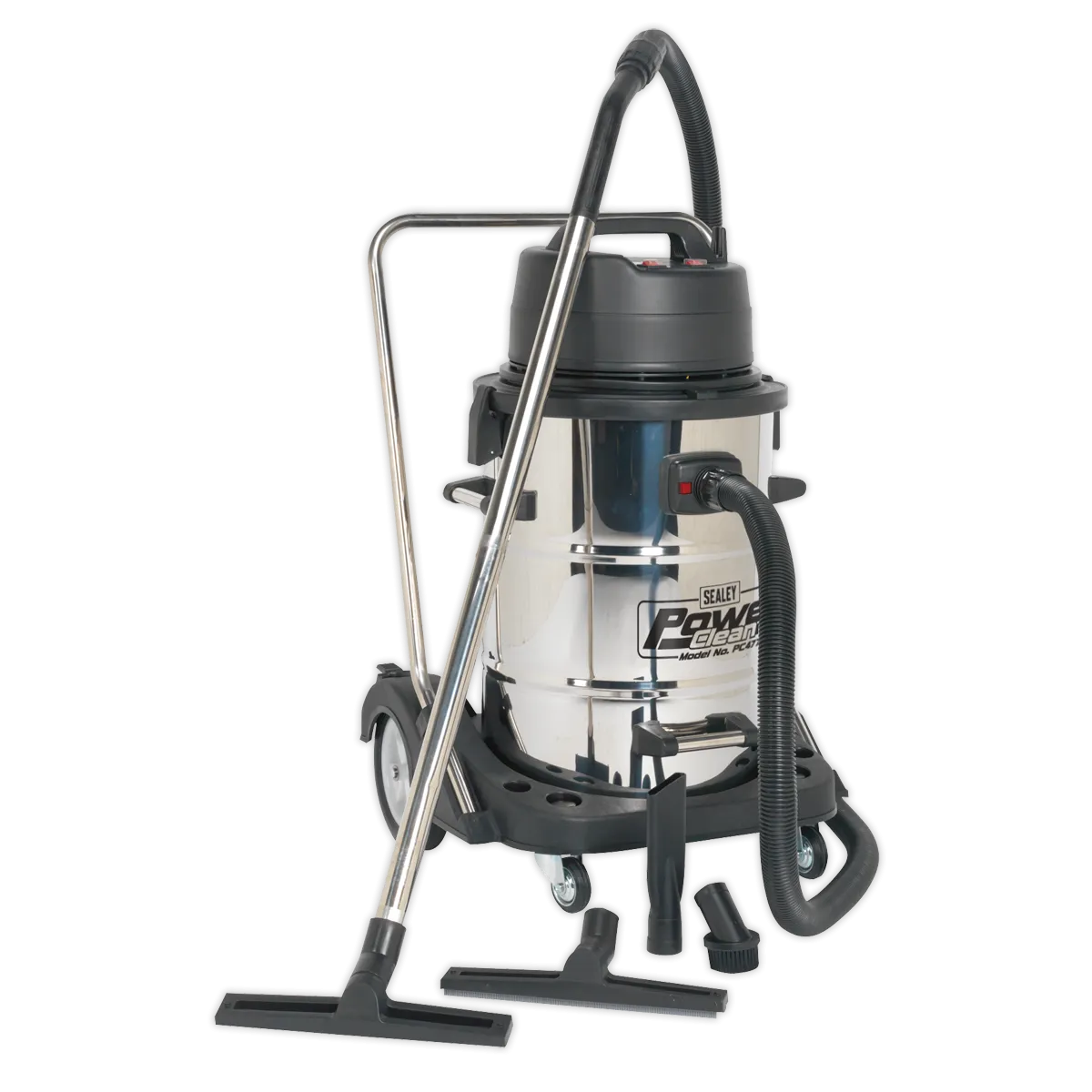 Vacuum Cleaner Industrial Wet & Dry 77L Stainless Steel Drum with Swivel Emptying 2400W