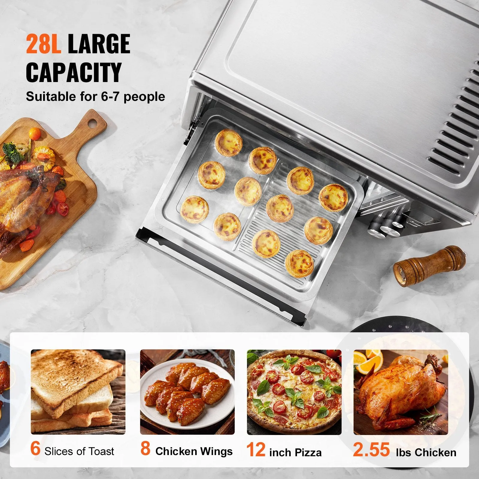 Vevor Air Fryer 13-in-1 Multifunctional Toaster Oven 28L Capacity 1800W New