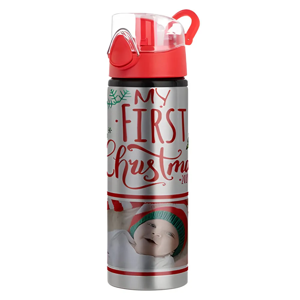 Water Bottles - RED - Coloured Flip Lid - 750ml - Silver