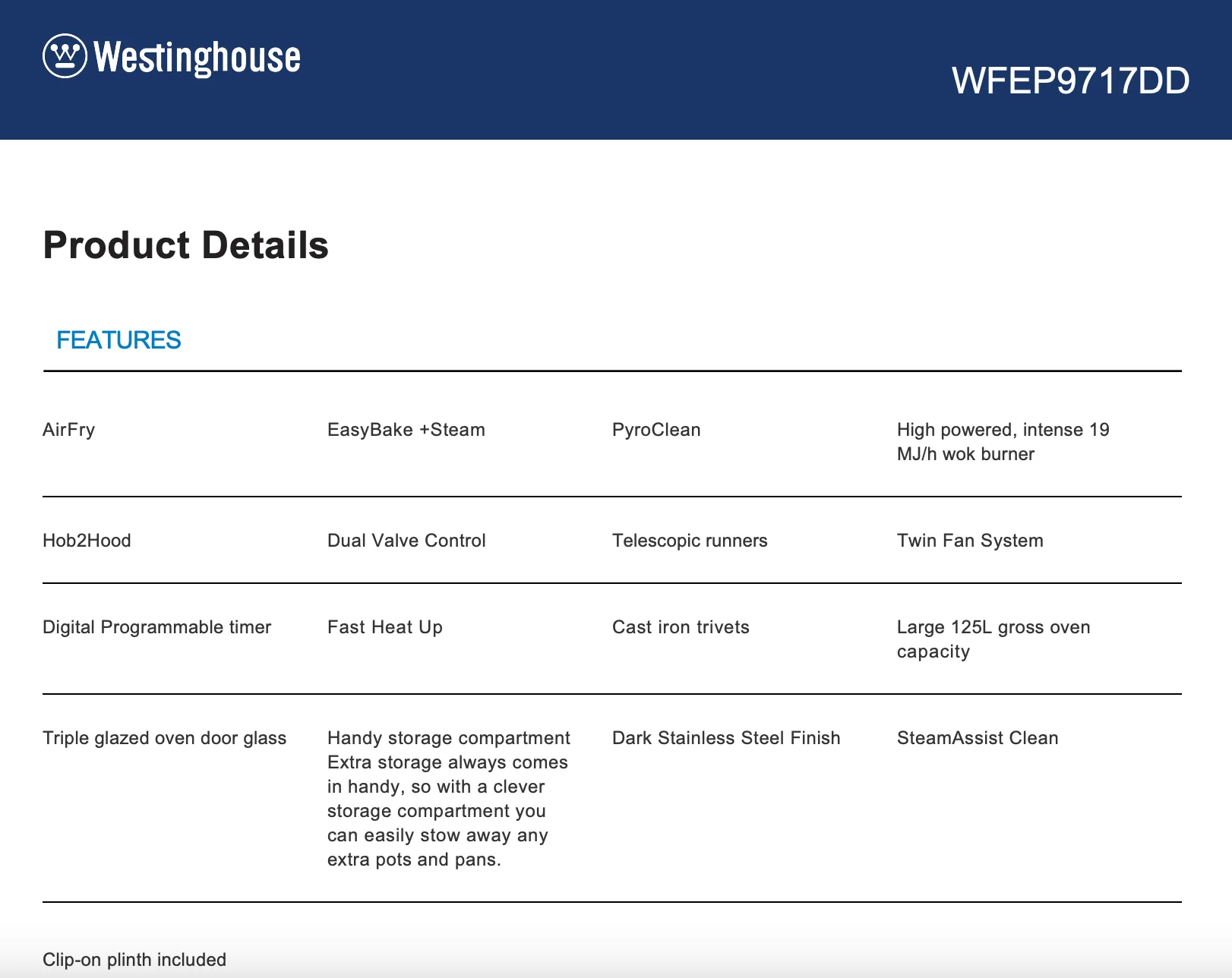 Westinghouse WFEP9717DD 90cm Dark Stainless Steel Freestanding Dual Fuel Stove - Westinghouse Seconds Discount